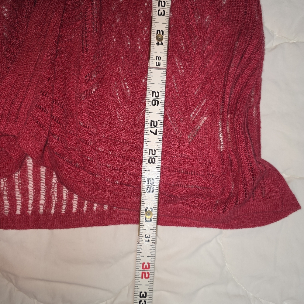 Guinevere Anthropologie Linen Knit Cardigan Womens Medium Red Button Front - Picture 12 of 12